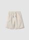 White linen-cotton blend shorts with elasticated waist, regular fit_0
