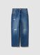 Jeans blu baggy in puro cotone con strappi per ragazzo_3