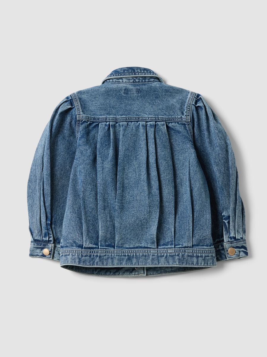 Blue pure cotton jacket with buttons for girls_1