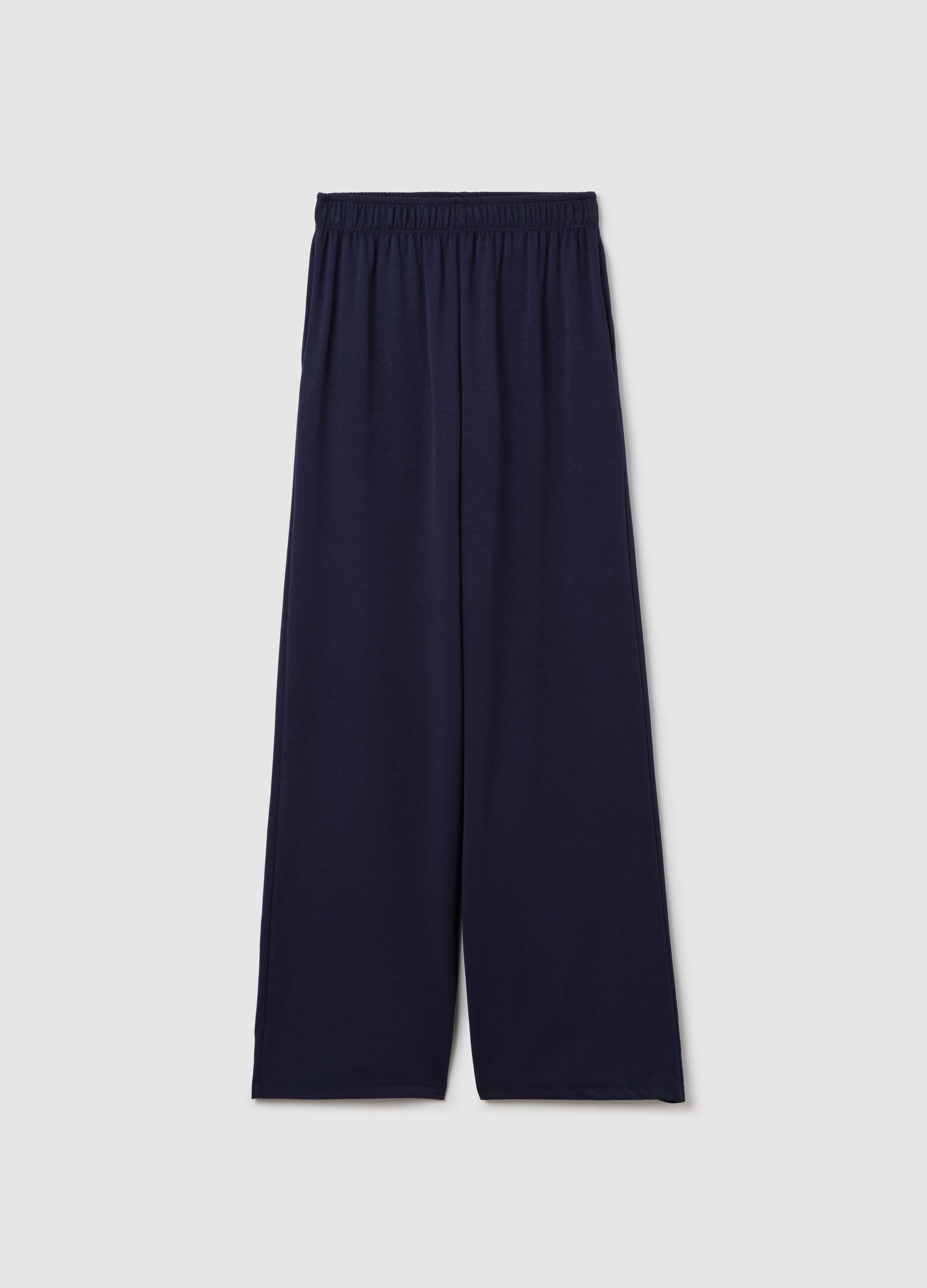 Blue wide-leg pull-on trousers