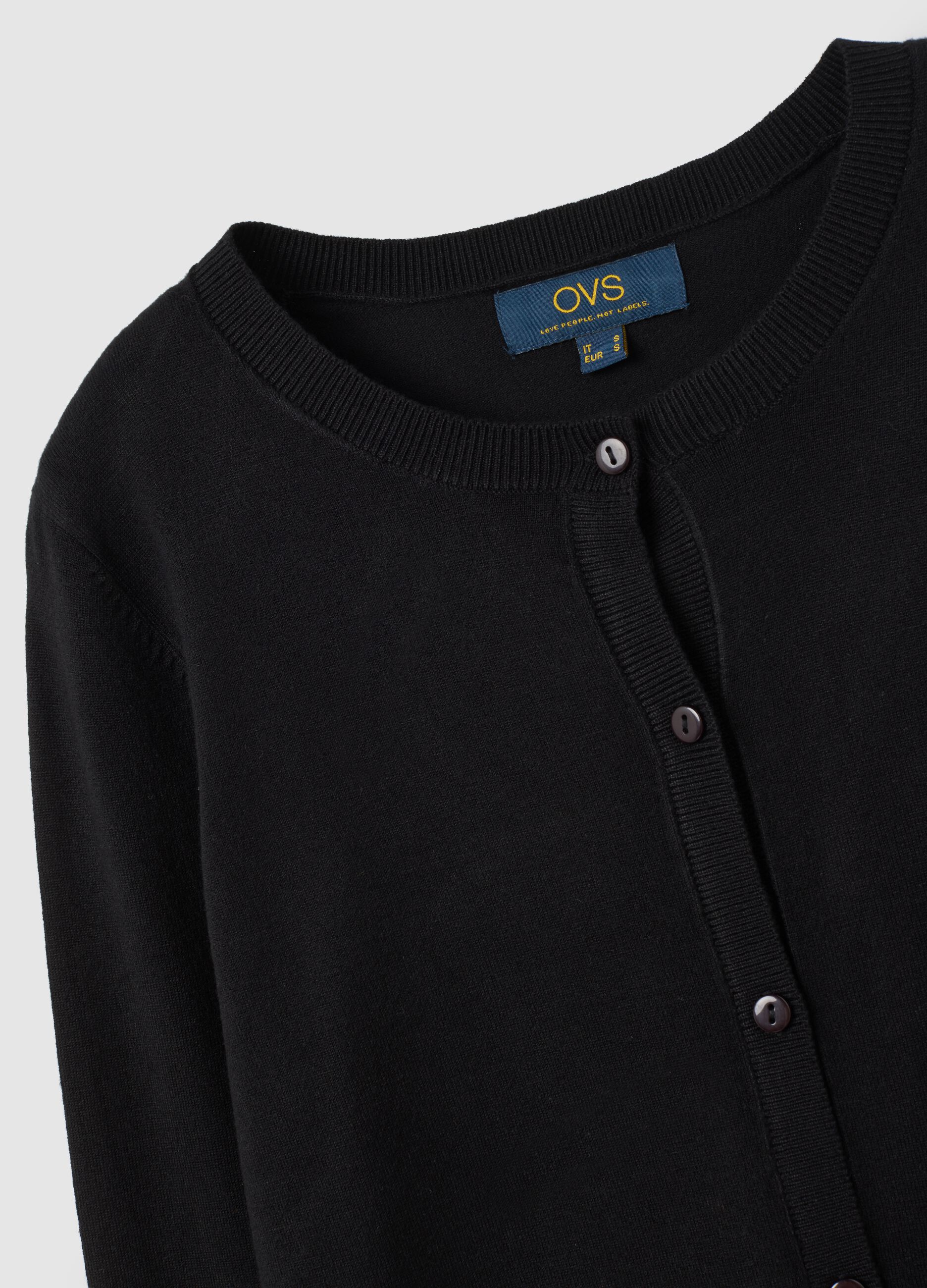 Black Regular Fit Viscose Blend Cardigan