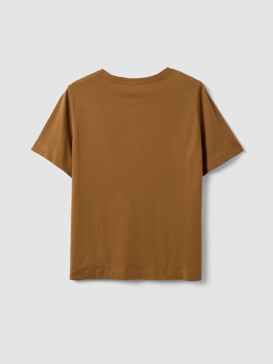 Brown pure cotton T-shirt with front print, regular fit_5