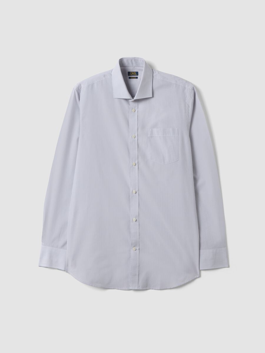 Camicia grigia in misto cotone a righe sottili easy iron regular fit_4