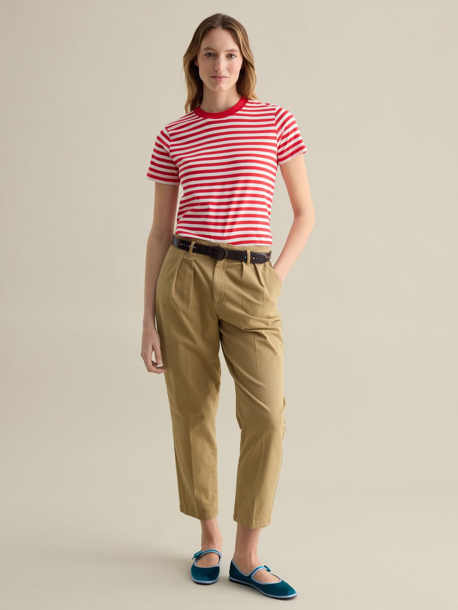 Red and white striped T-shirt with short sleeves_1