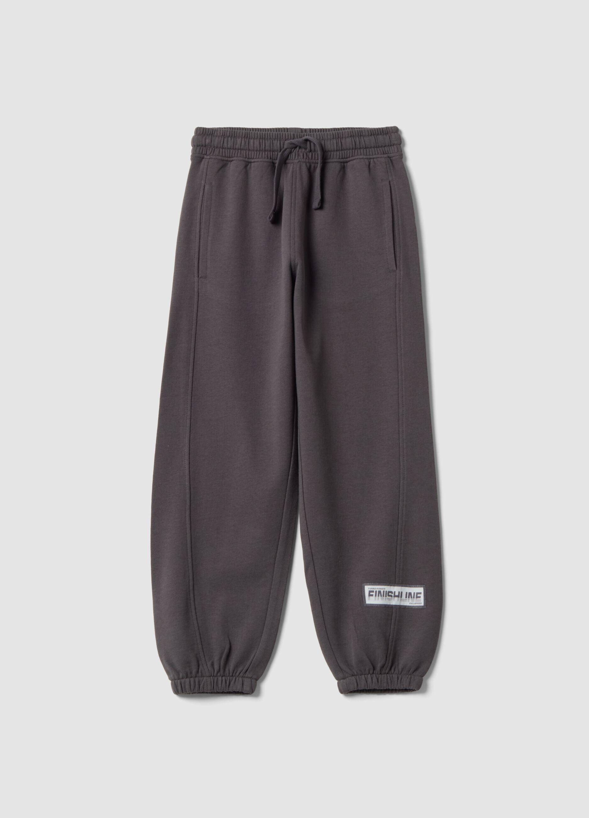 Pantaloni jogger grigi in puro cotone con fondo elastico