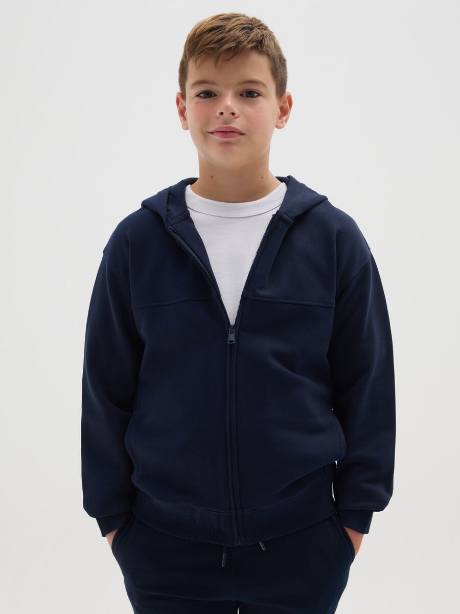 Felpa da ragazzo in puro cotone blu regular fit_0
