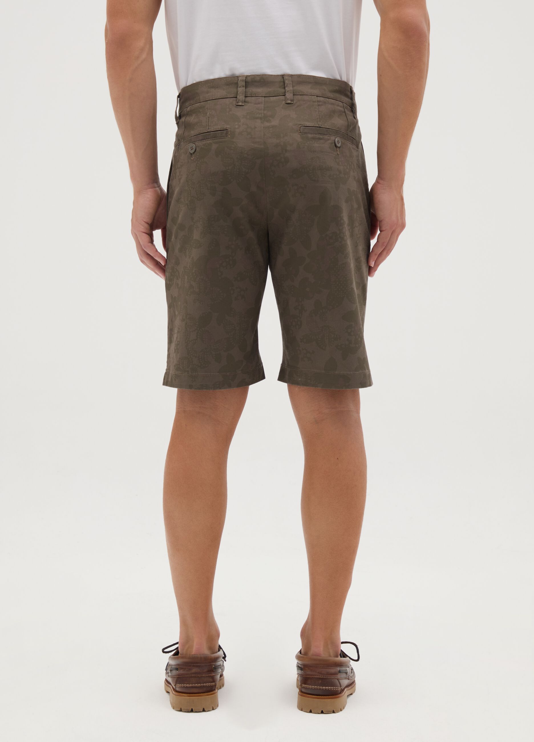 Men's Brown Cotton Bermuda Shorts Regular Fit