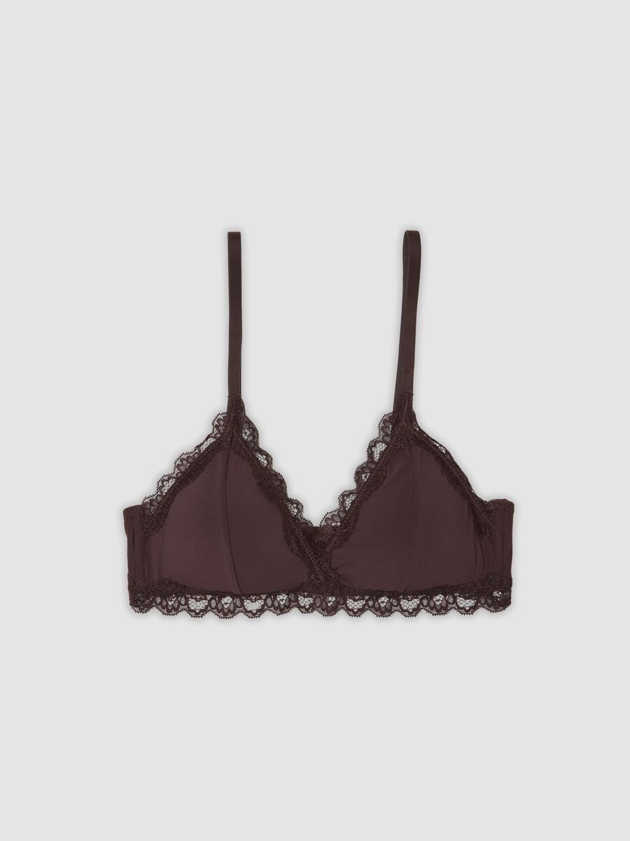 Reggiseno marrone in tessuto elasticizzato con pizzo_0