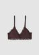 Brown stretch lace-trim bra_0