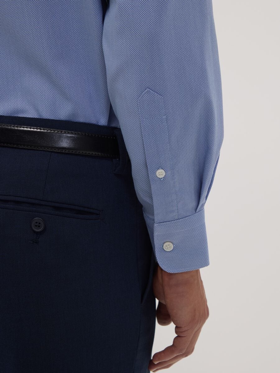 Camicia blu avio in misto lyocell regular fit easy iron_2