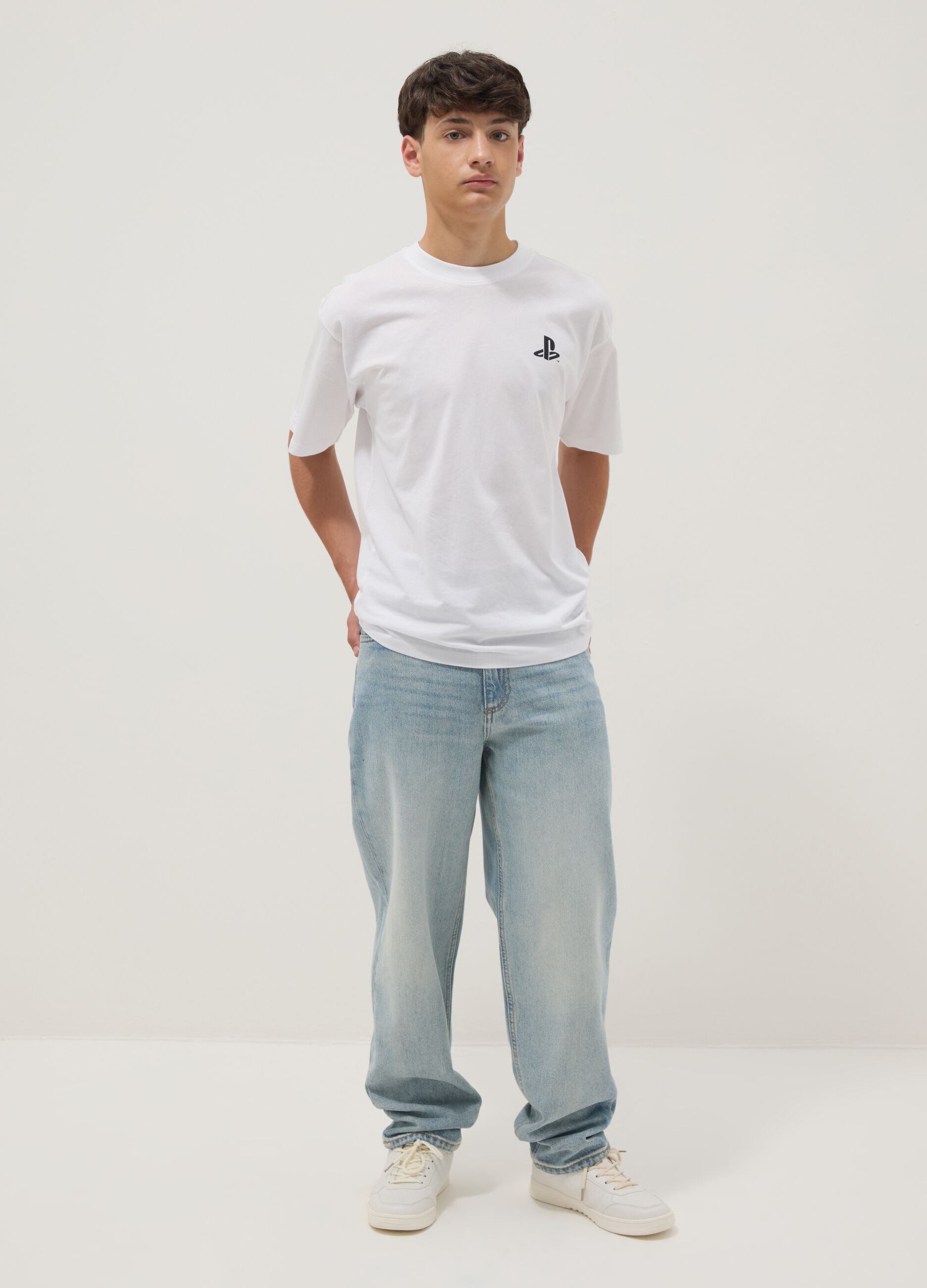 Boy's pure cotton denim blue baggy jeans