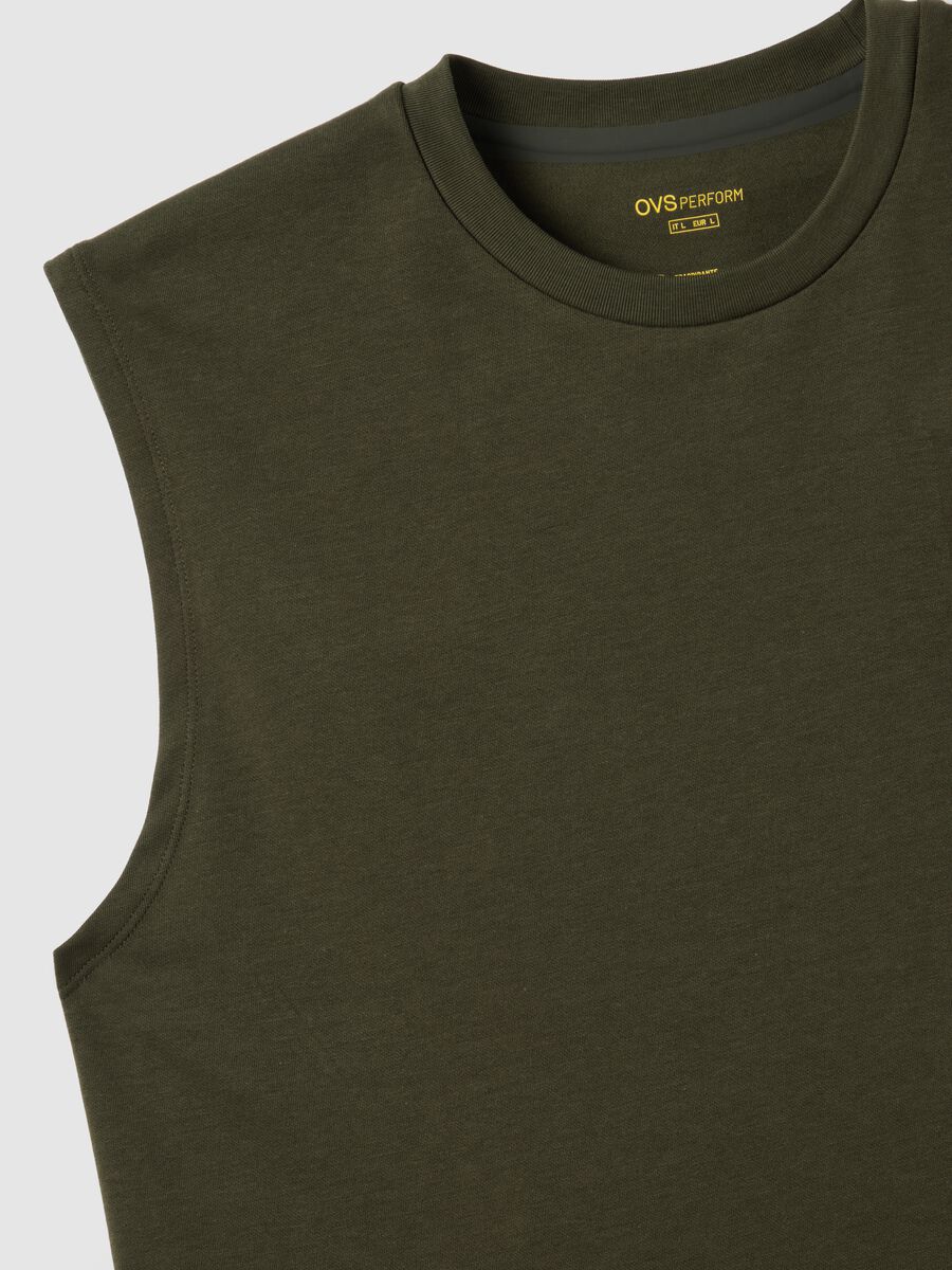 Green regular fit cotton blend vest_5