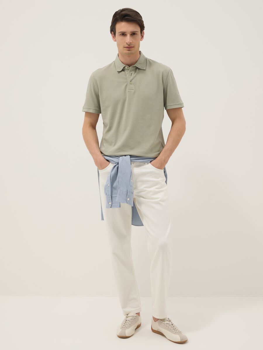 Polo verde in puro cotone a maniche corte slim fit_2