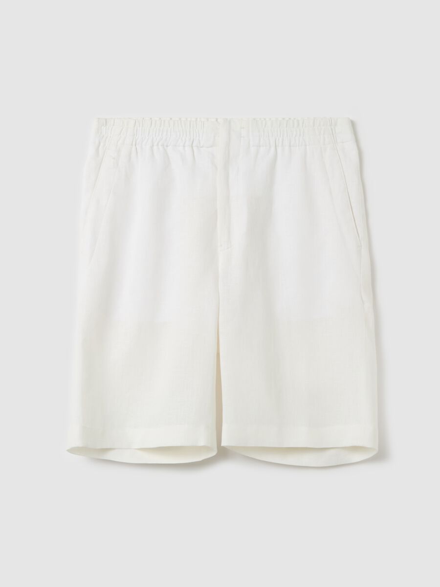 Linen Bermuda shorts with internal drawstring_4