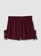 Burgundy viscose-linen blend shorts with elasticated waistband, regular fit_0