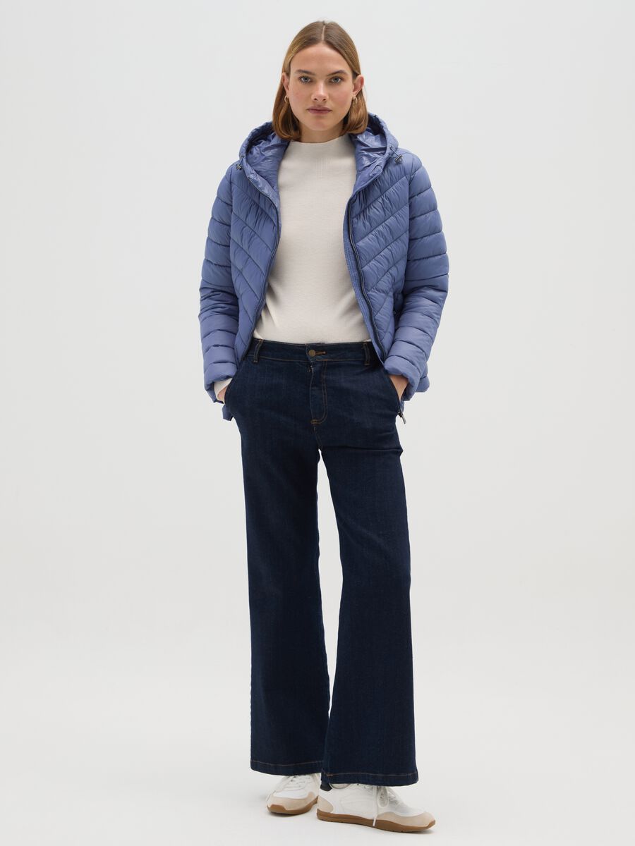 Blue padded jacket regular fit with hood_1