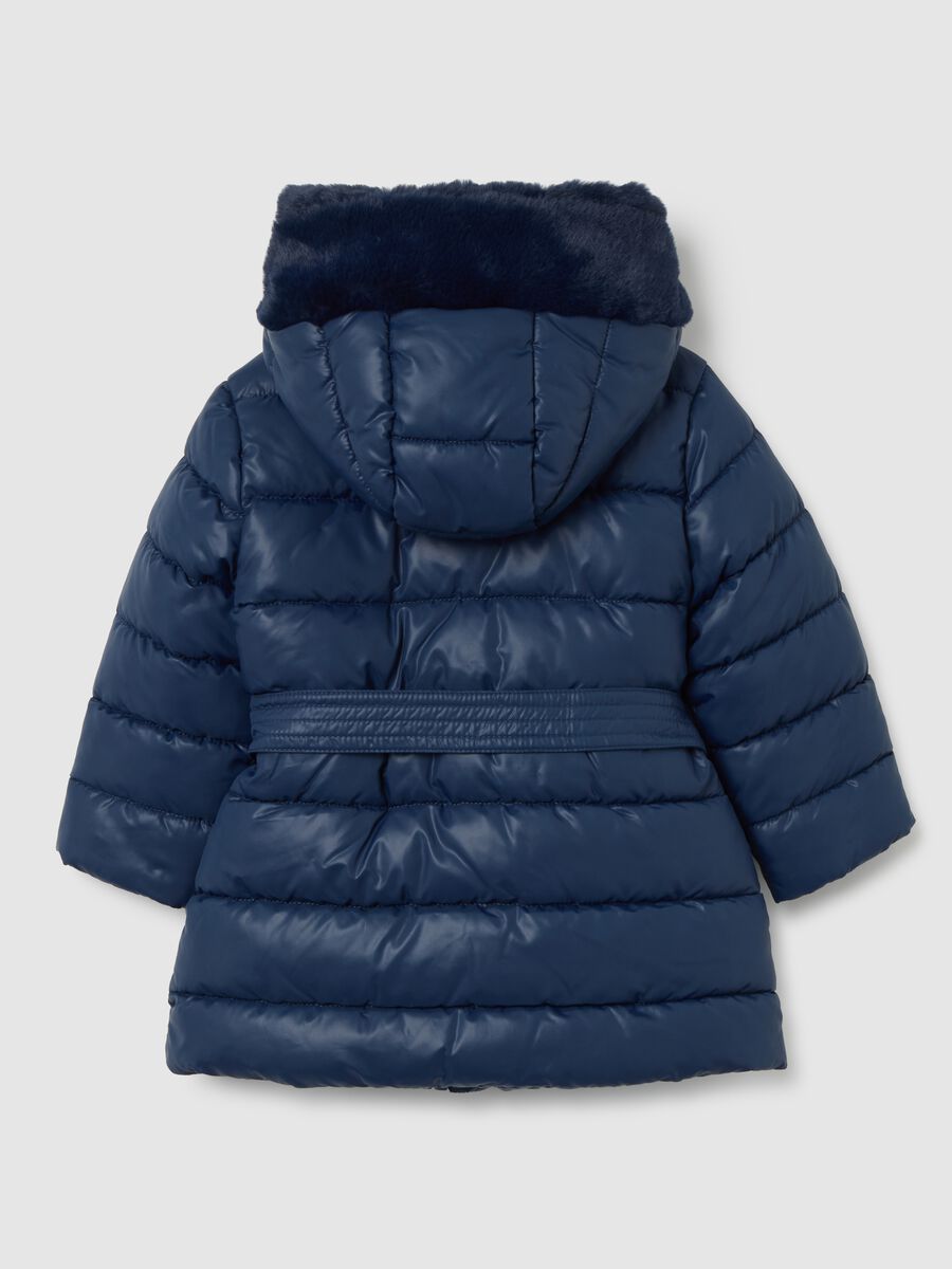 Giacca imbottita blu da bimba regular fit con cappuccio e zip _1