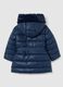 Blue padded regular fit girls' jacket with hood and zip_1