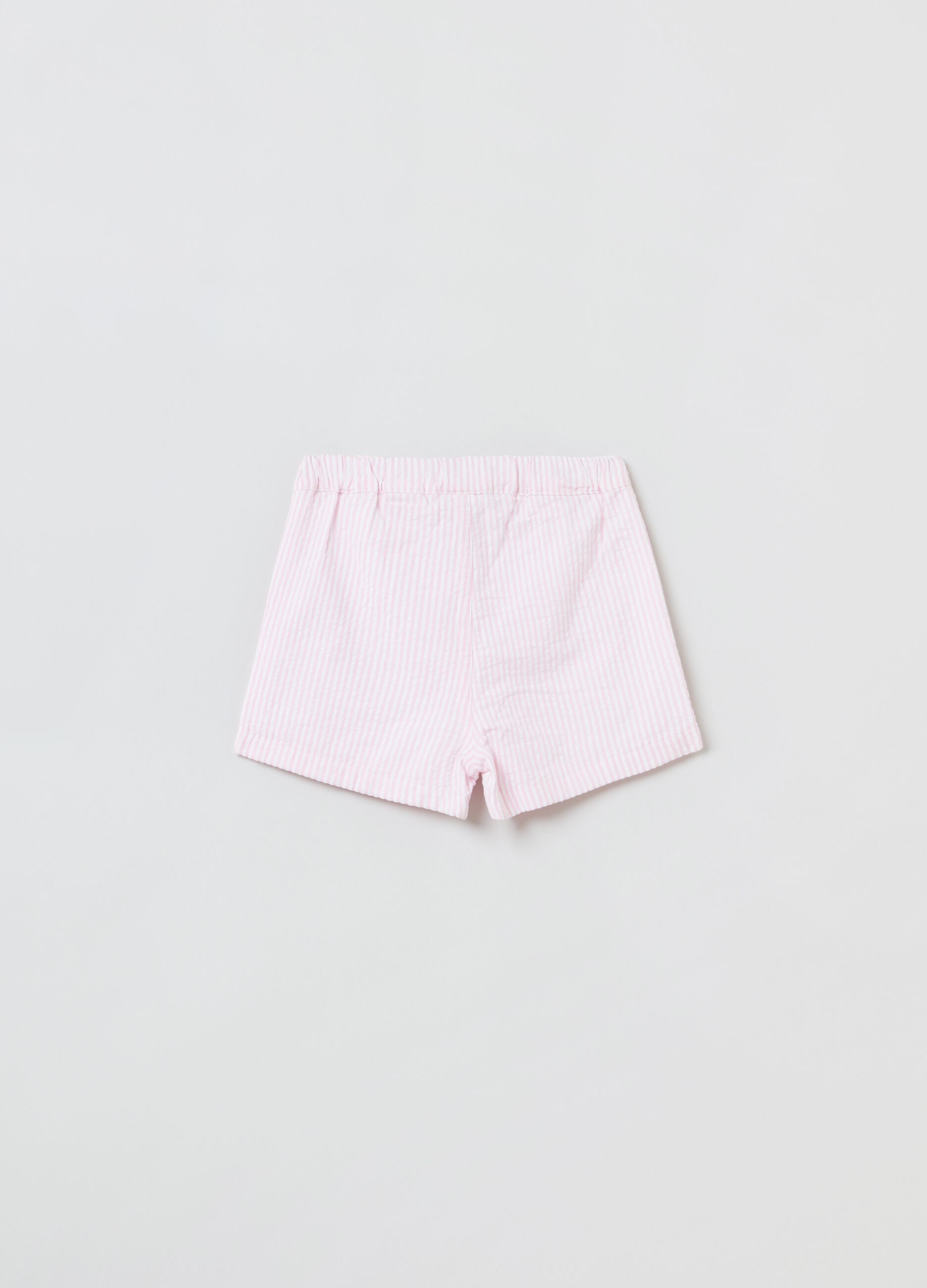 Shorts in seersucker con fiocchetto_1