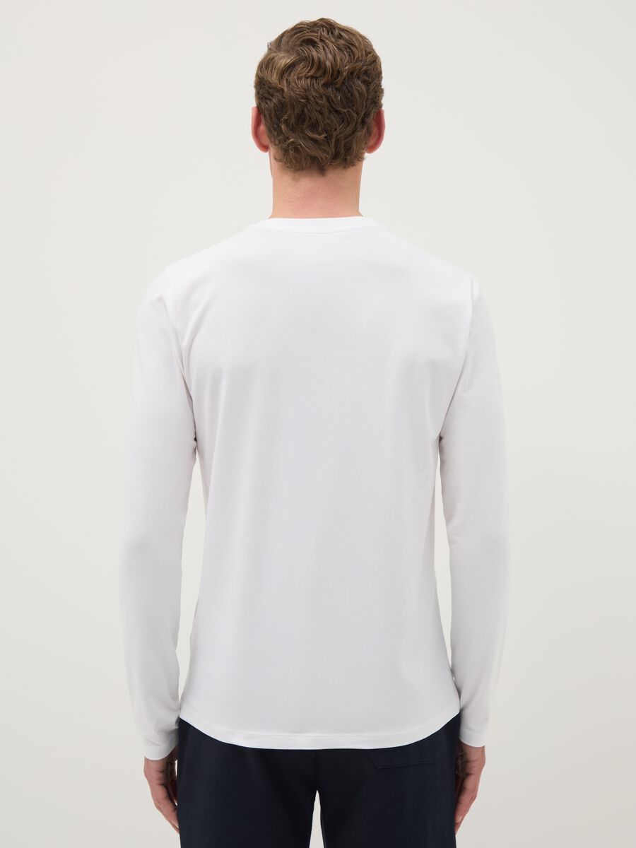 White long-sleeve t-shirt in stretchy cotton regular fit_2