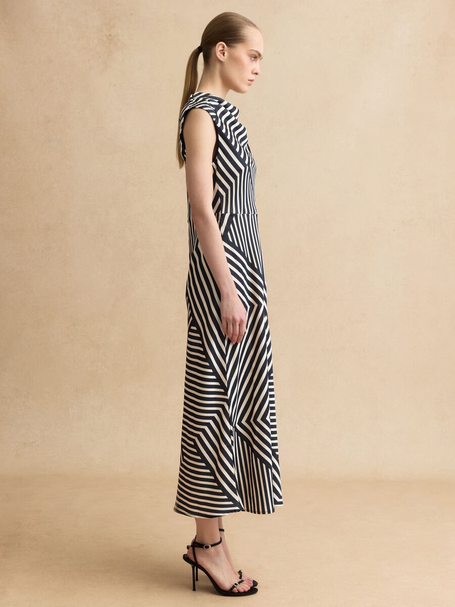 Sleeveless dress in multicolour striped viscose blend regular fit_1