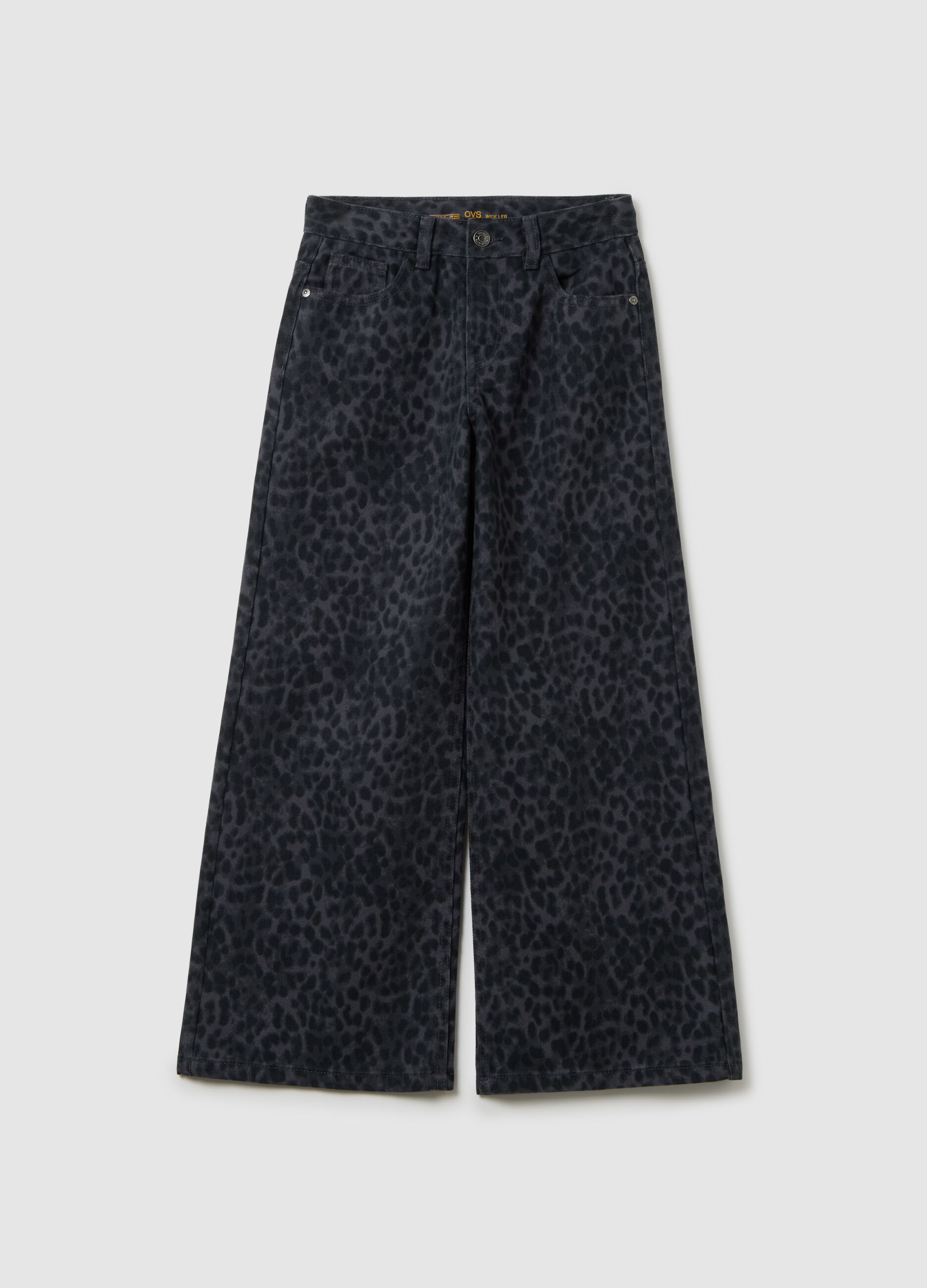 Girls' multicolour pure cotton wide leg trousers