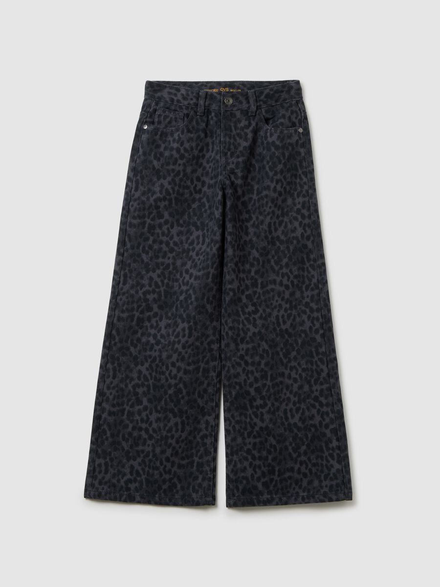 Girls' multicolour pure cotton wide leg trousers_0