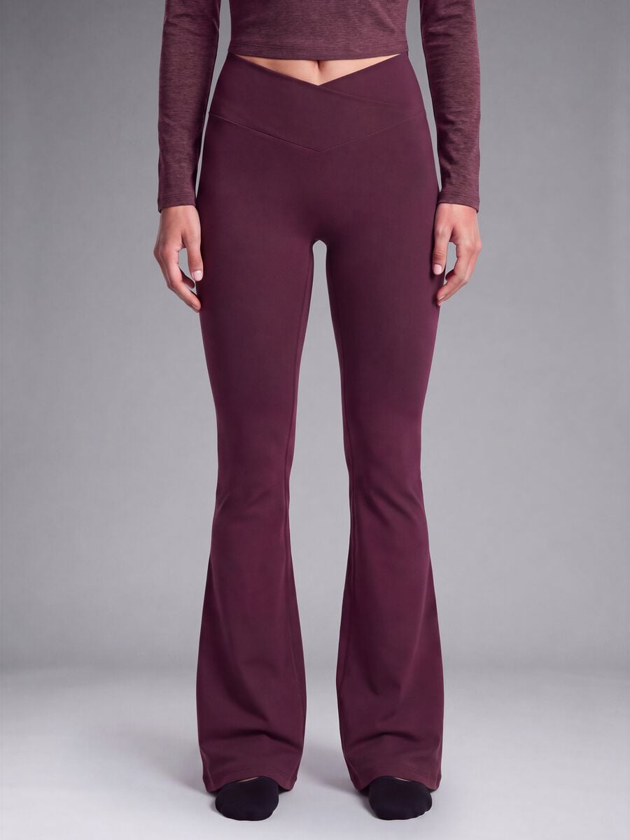 Purple flared leggings in stretch fabric ALTAVIA STUDIO_1