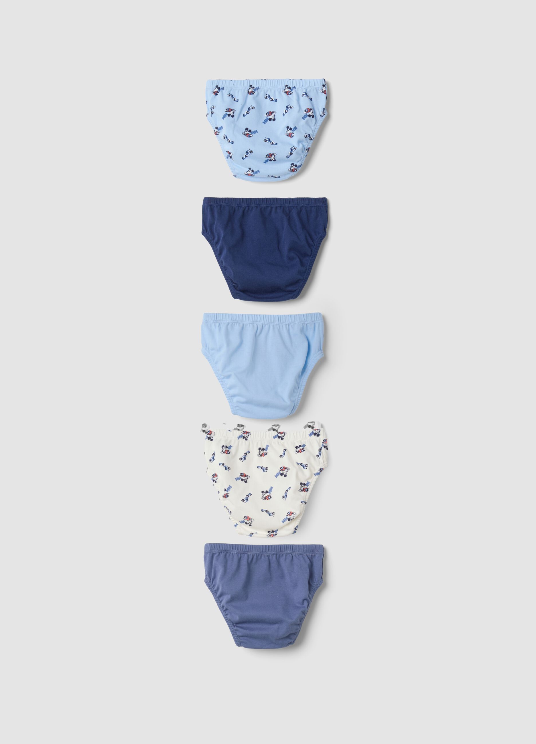 Multipack di cinque slip in puro cotone organico con fantasia Mickey & Friends