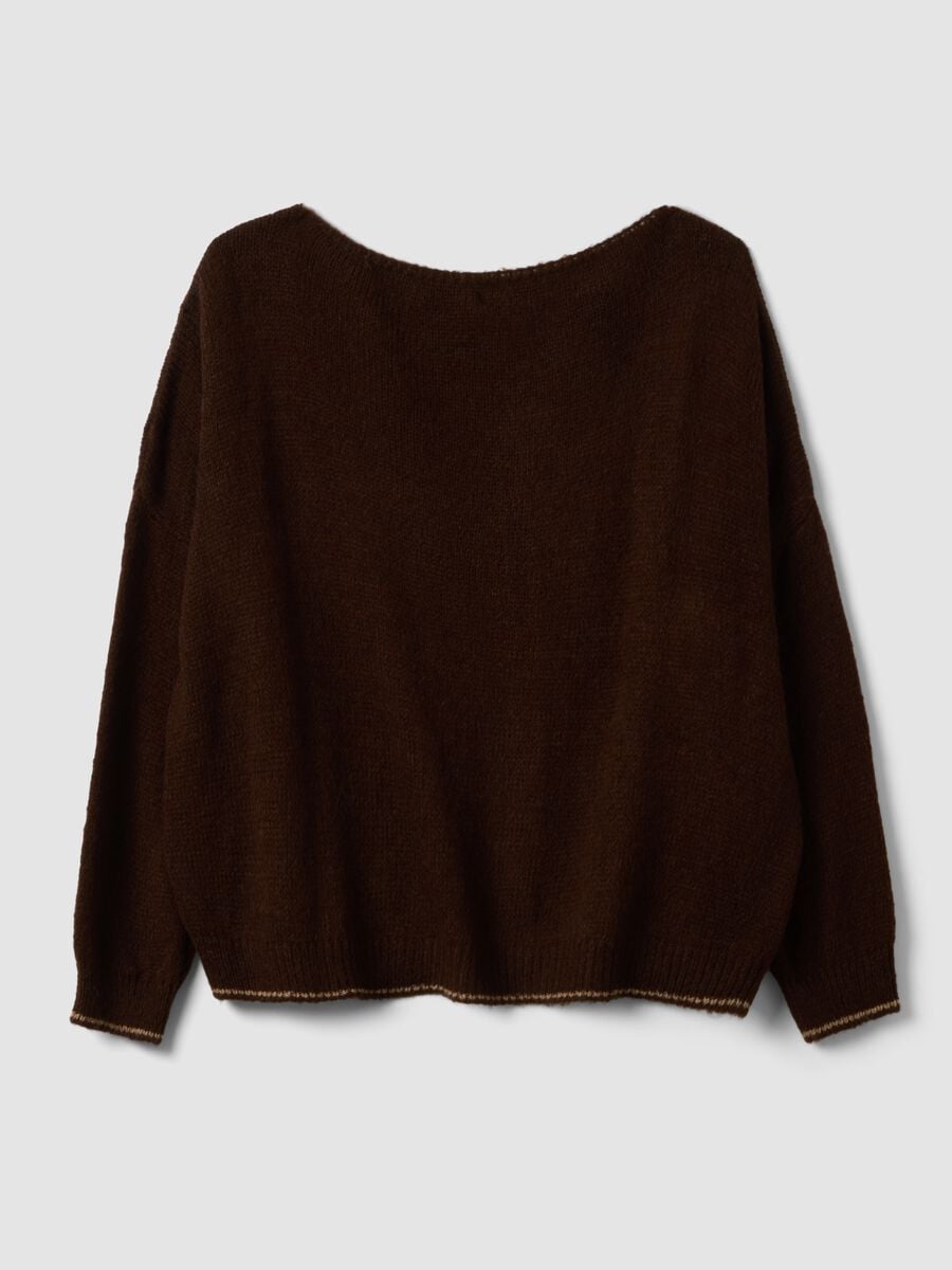 Brown regular-fit wool-blend jumper with contrast trims_0