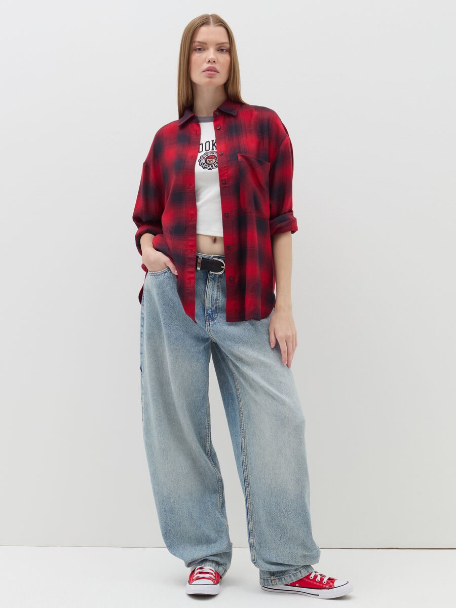 Oversized shirt with check pattern_1