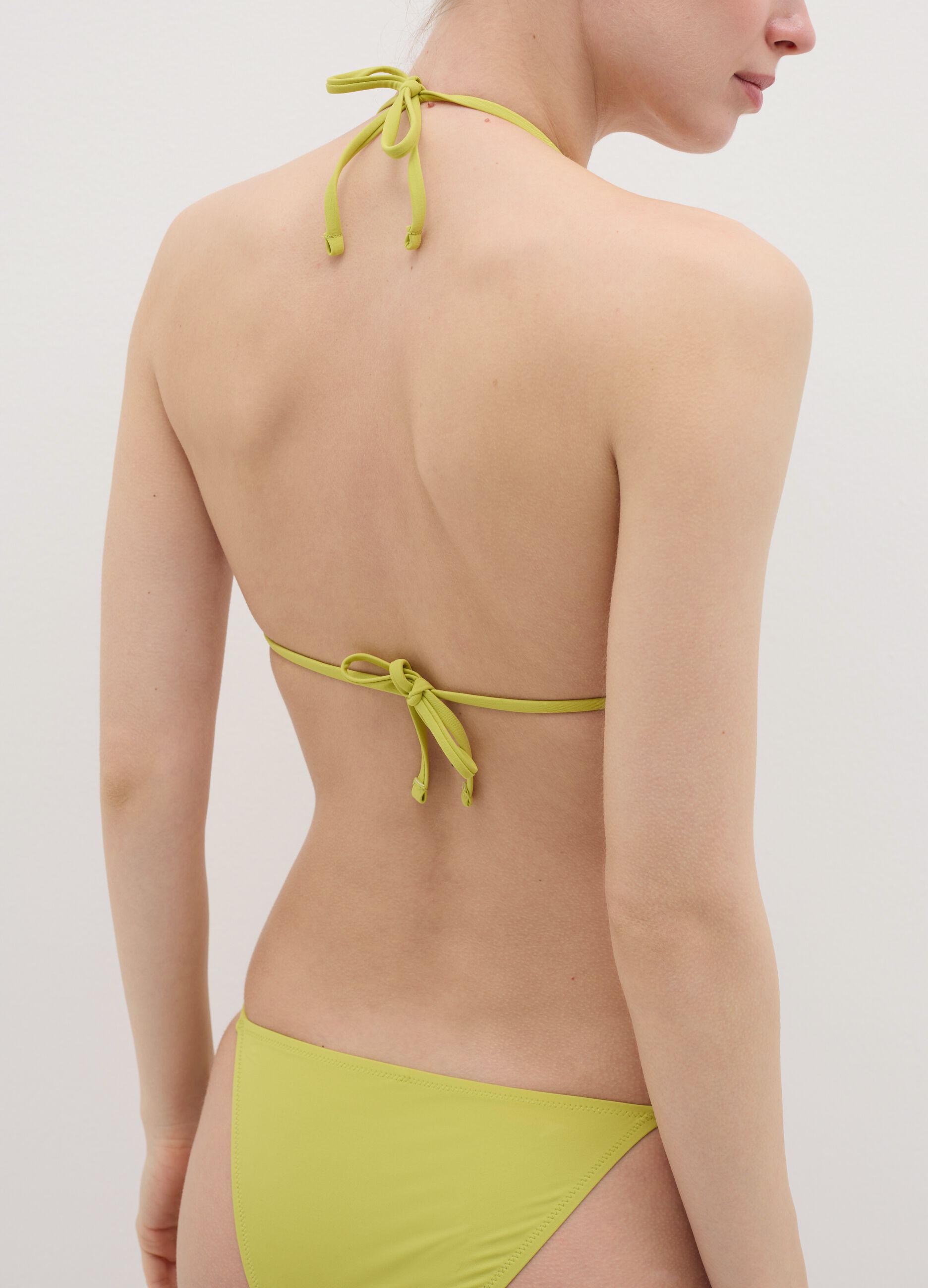 Green triangle bikini top with ties