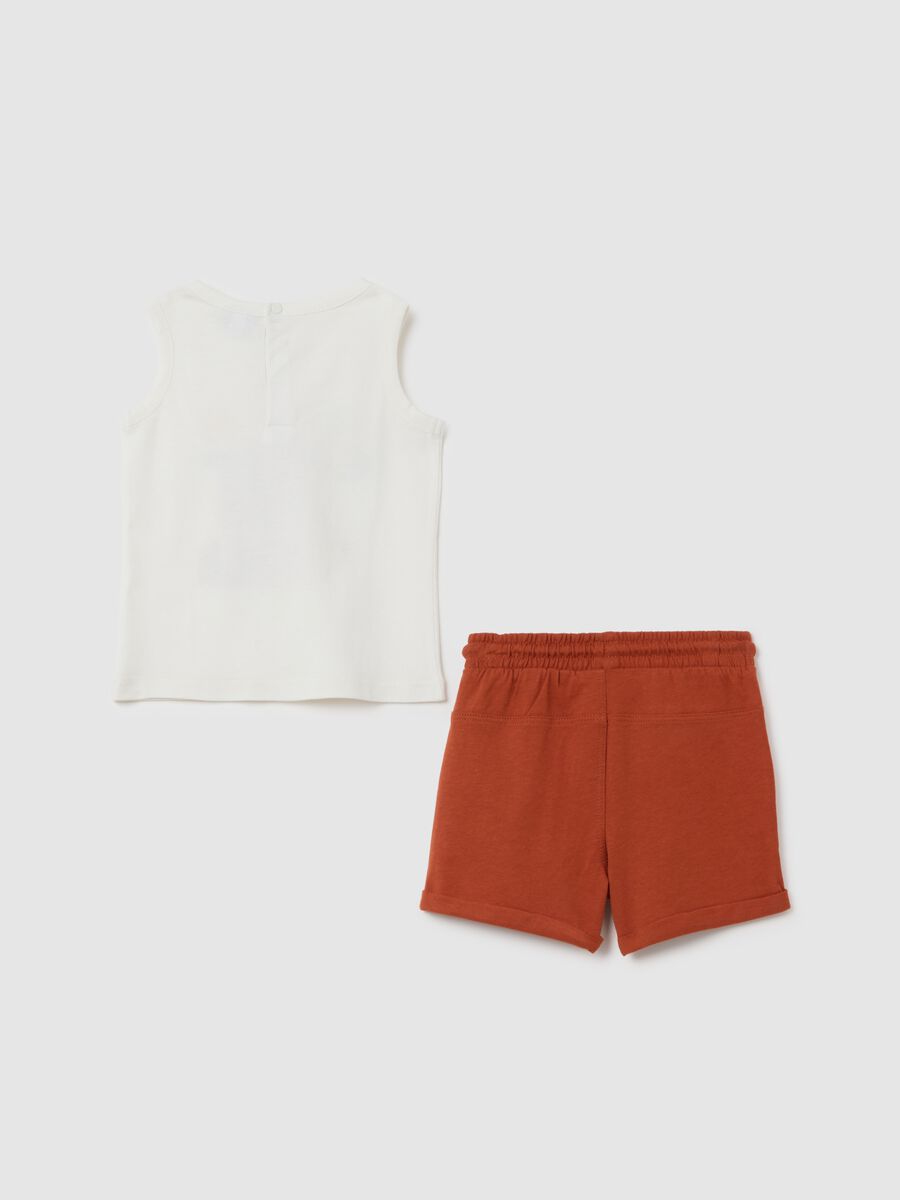 Children's set in pure white and orange cotton regular fit_1