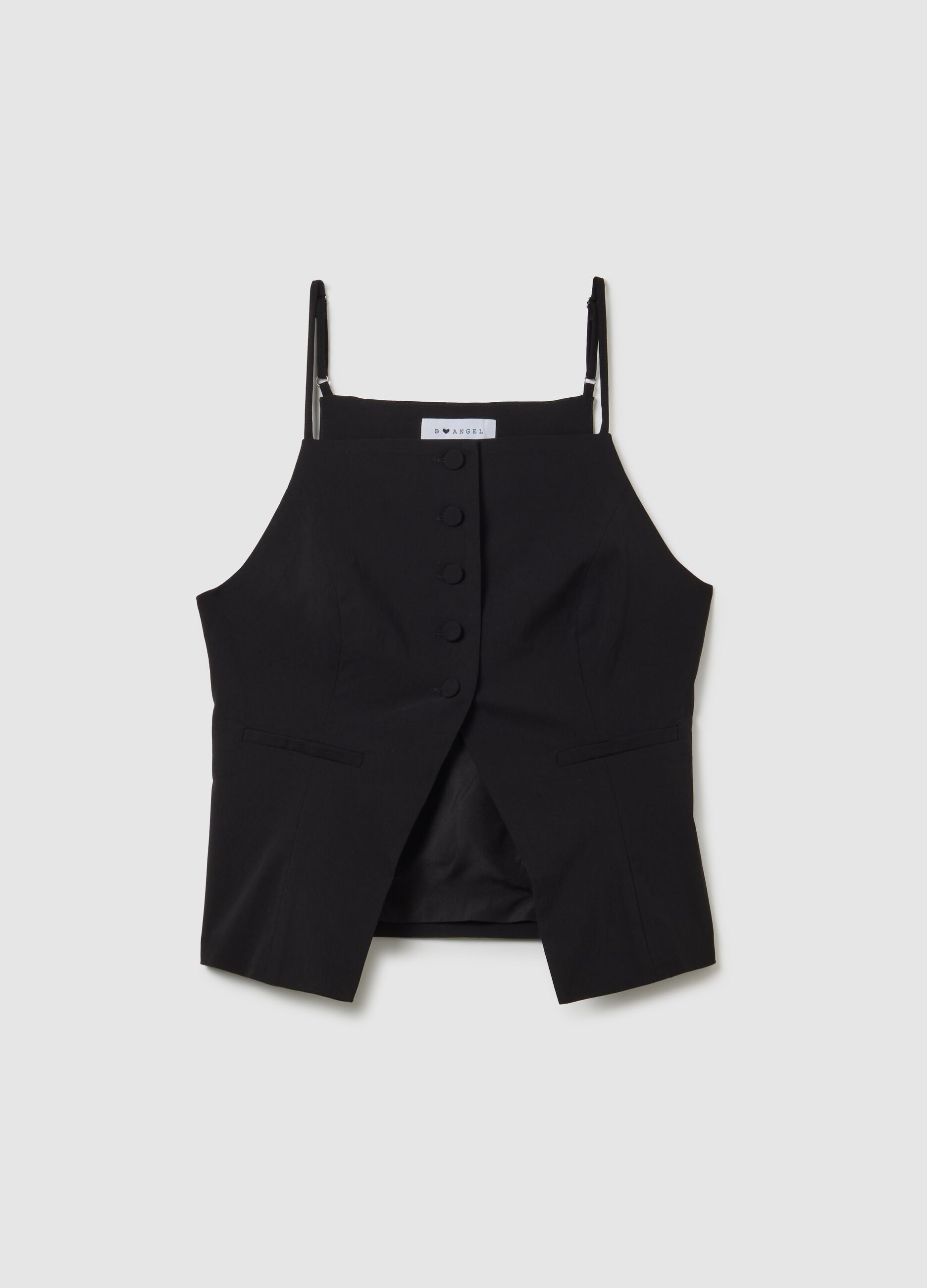 Gilet in misto viscosa nero fitted
