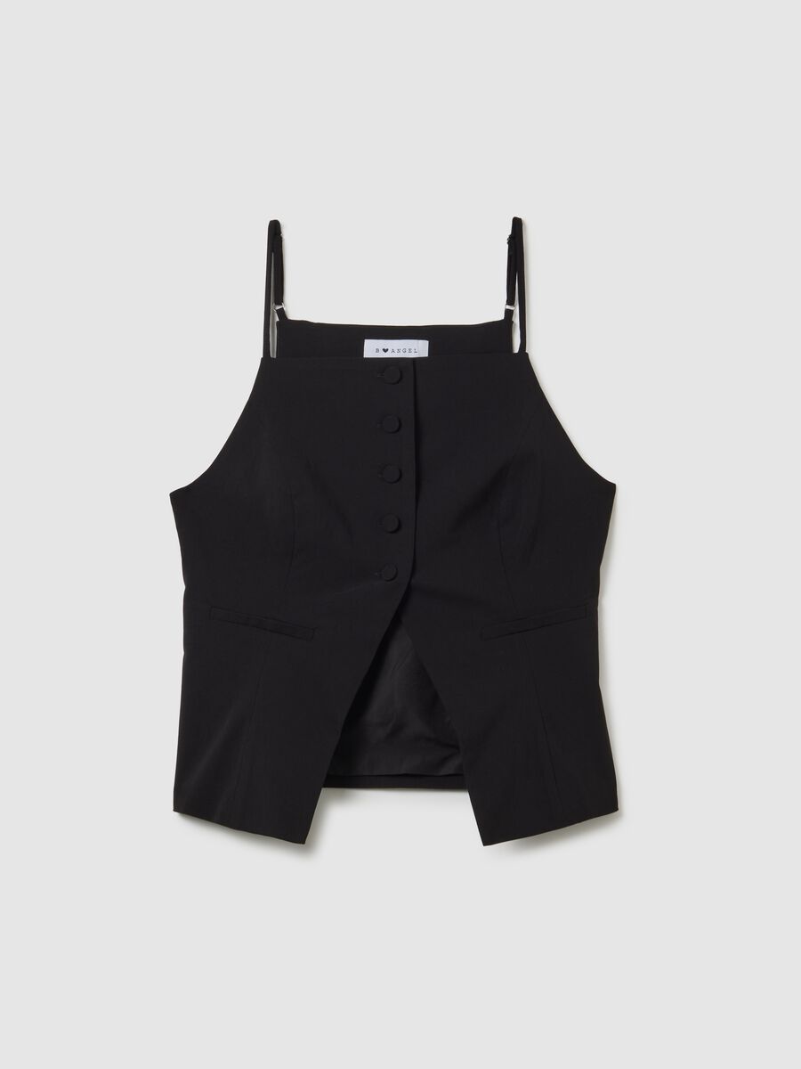 Gilet in misto viscosa nero fitted_0