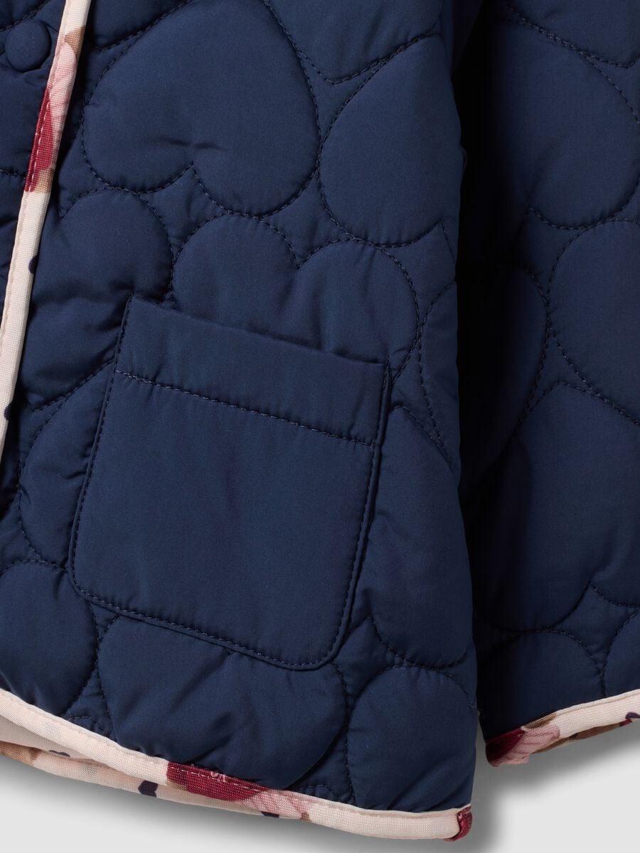 Blue padded hooded jacket with heart print for baby girl_2