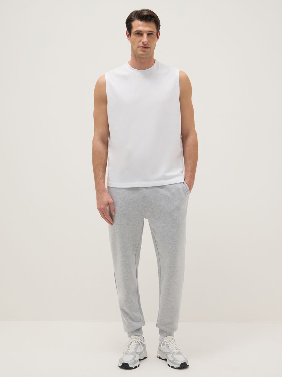 White Cotton Blend Vest Regular Fit_1