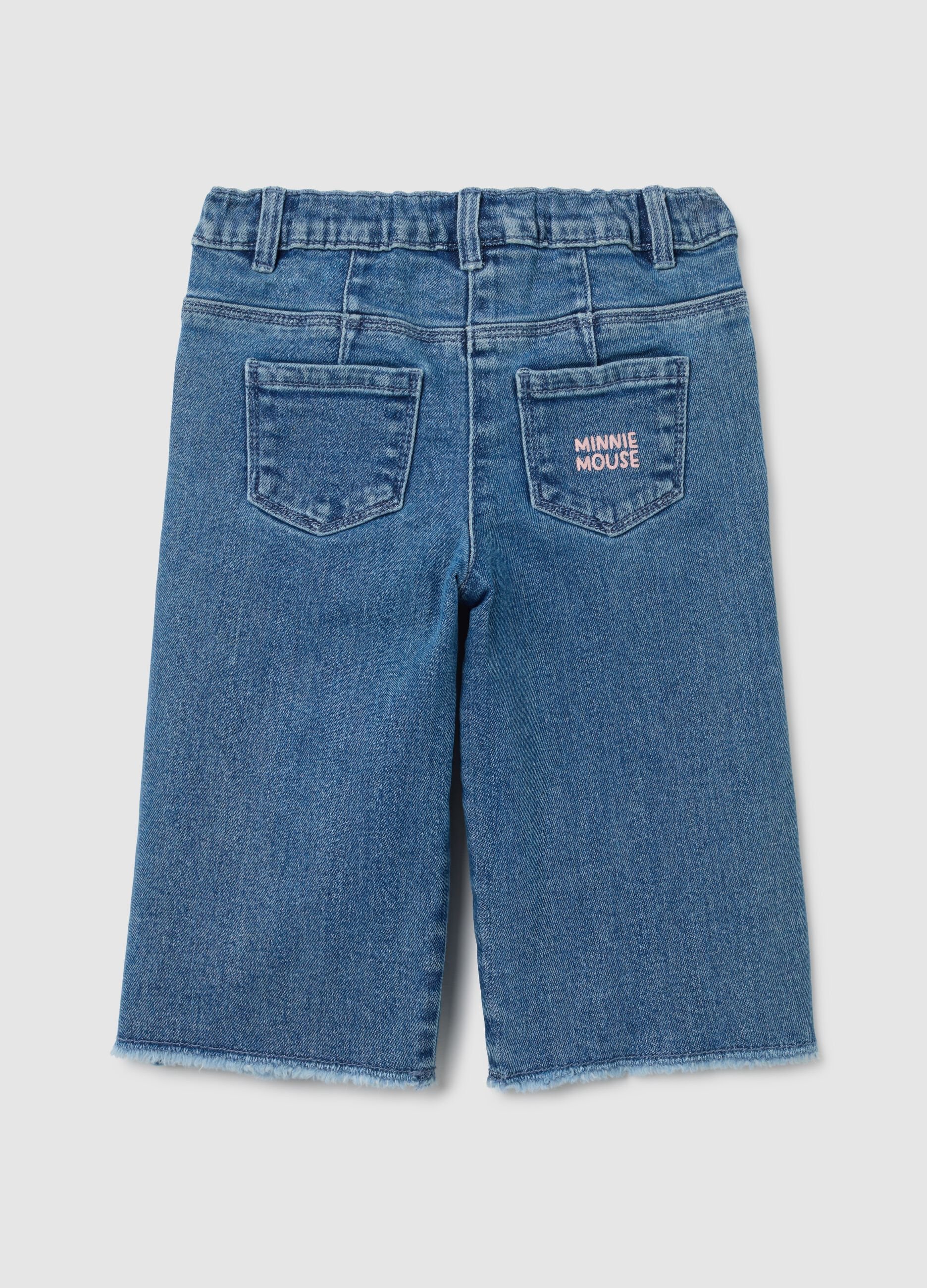Pantaloni da bambina in denim elasticizzato blu flare