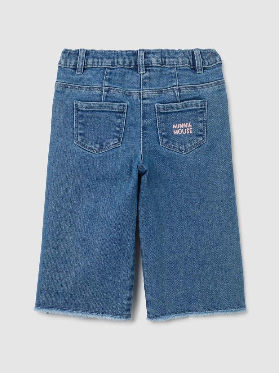 Pantaloni da bambina in denim elasticizzato blu flare_1