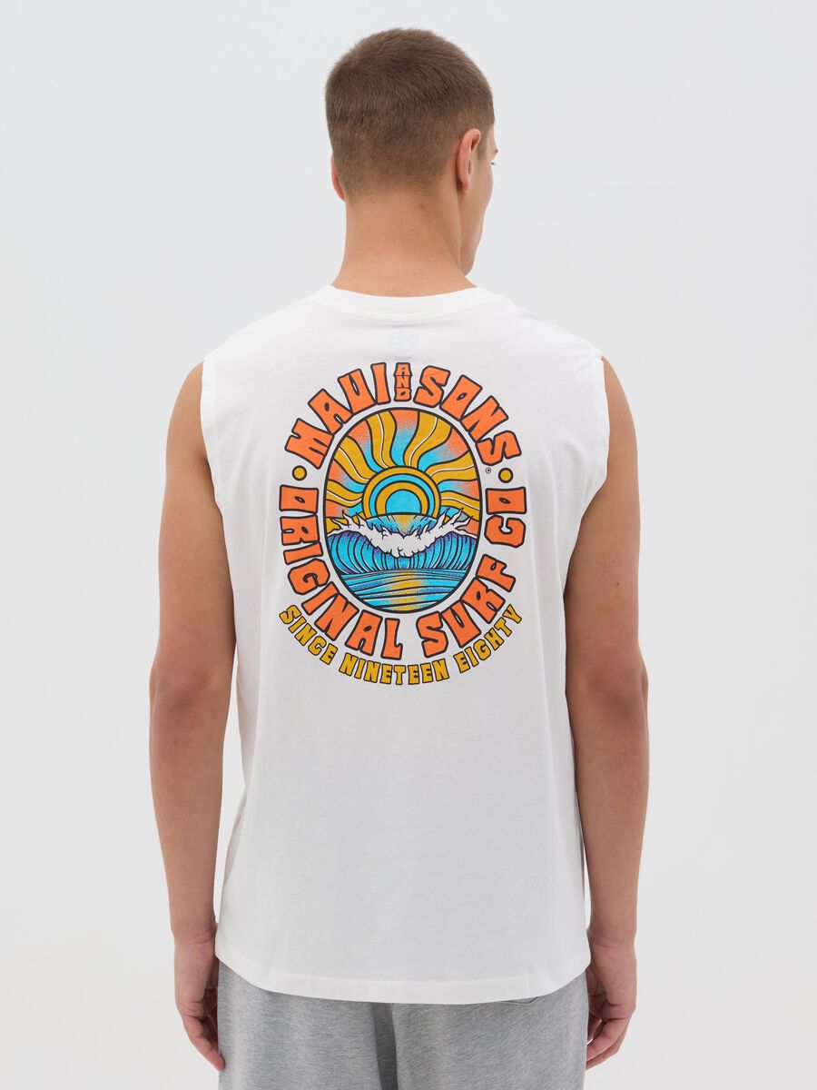 White Pure Cotton Vest with Ovs Print_3