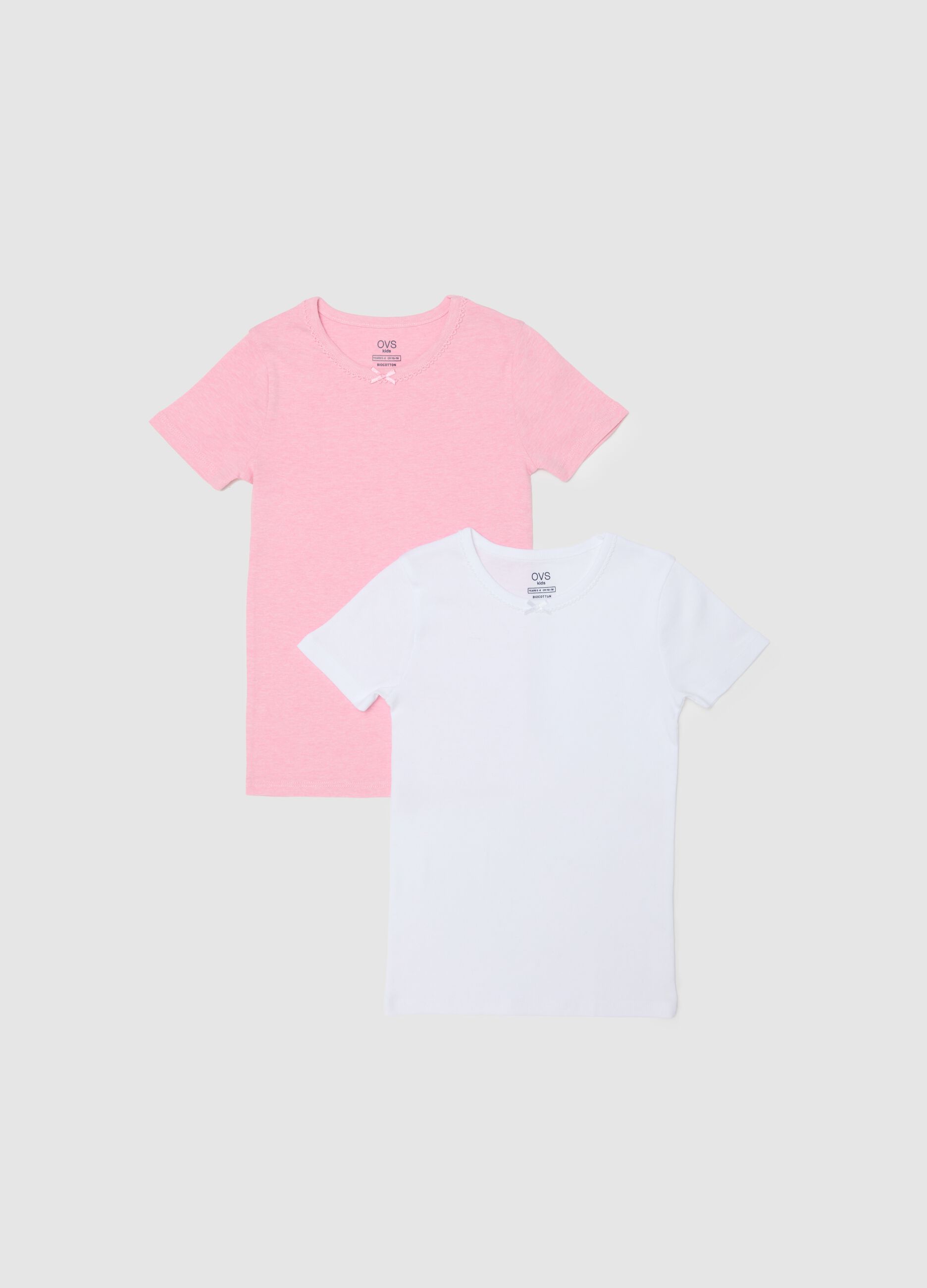Girls' multicolour pure cotton regular fit t-shirt twin pack