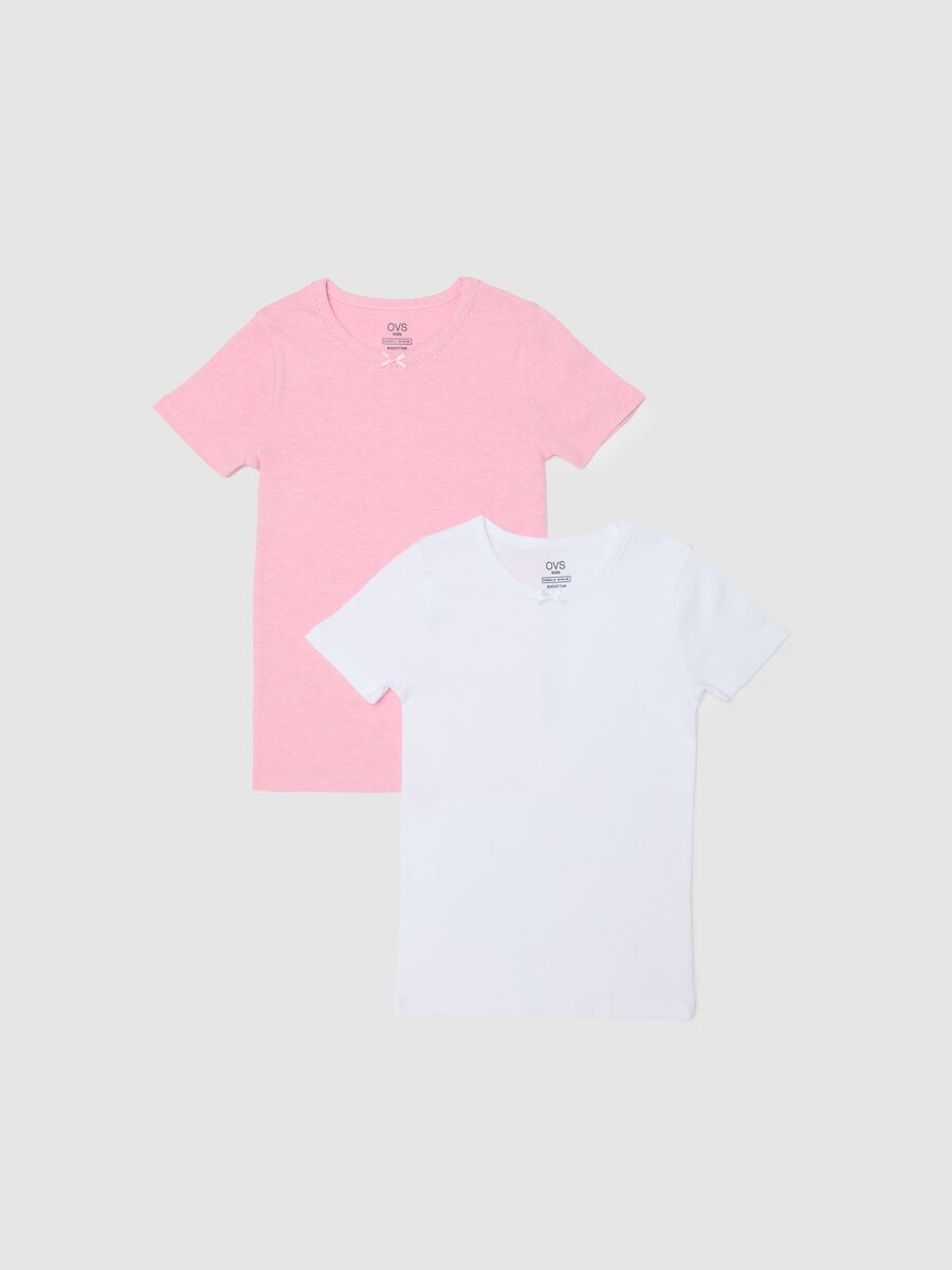 Girls' multicolour pure cotton regular fit t-shirt twin pack_0