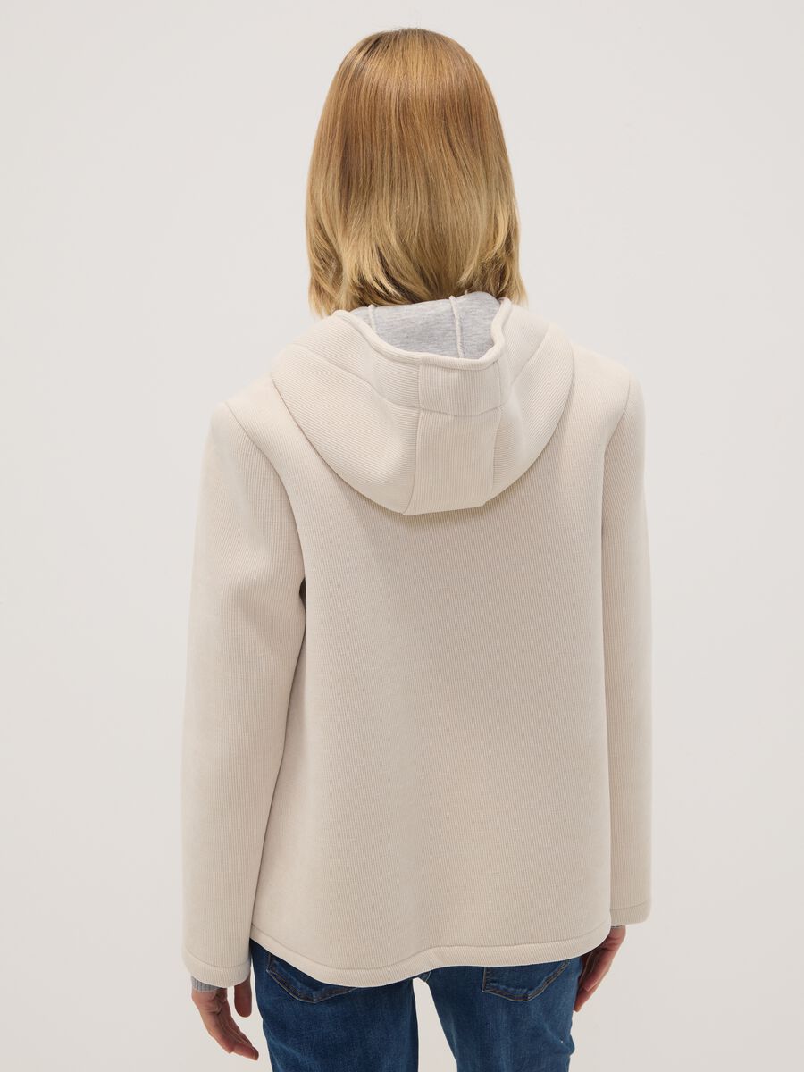Beige regular-fit stretch viscose coat with hood_3