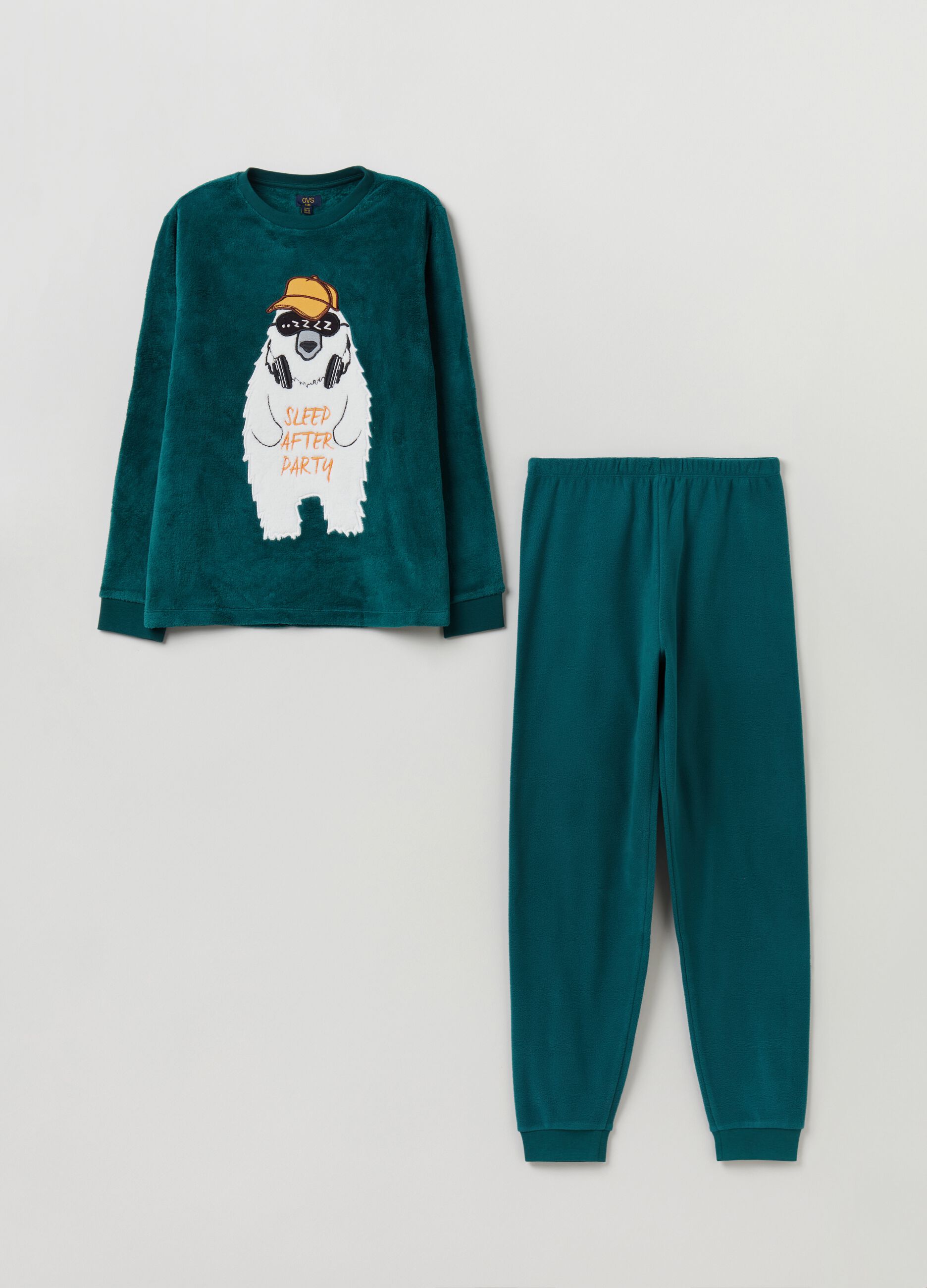 Pigiama lungo con ricamo Verde bosco OVS KIDS da Bambino OVS