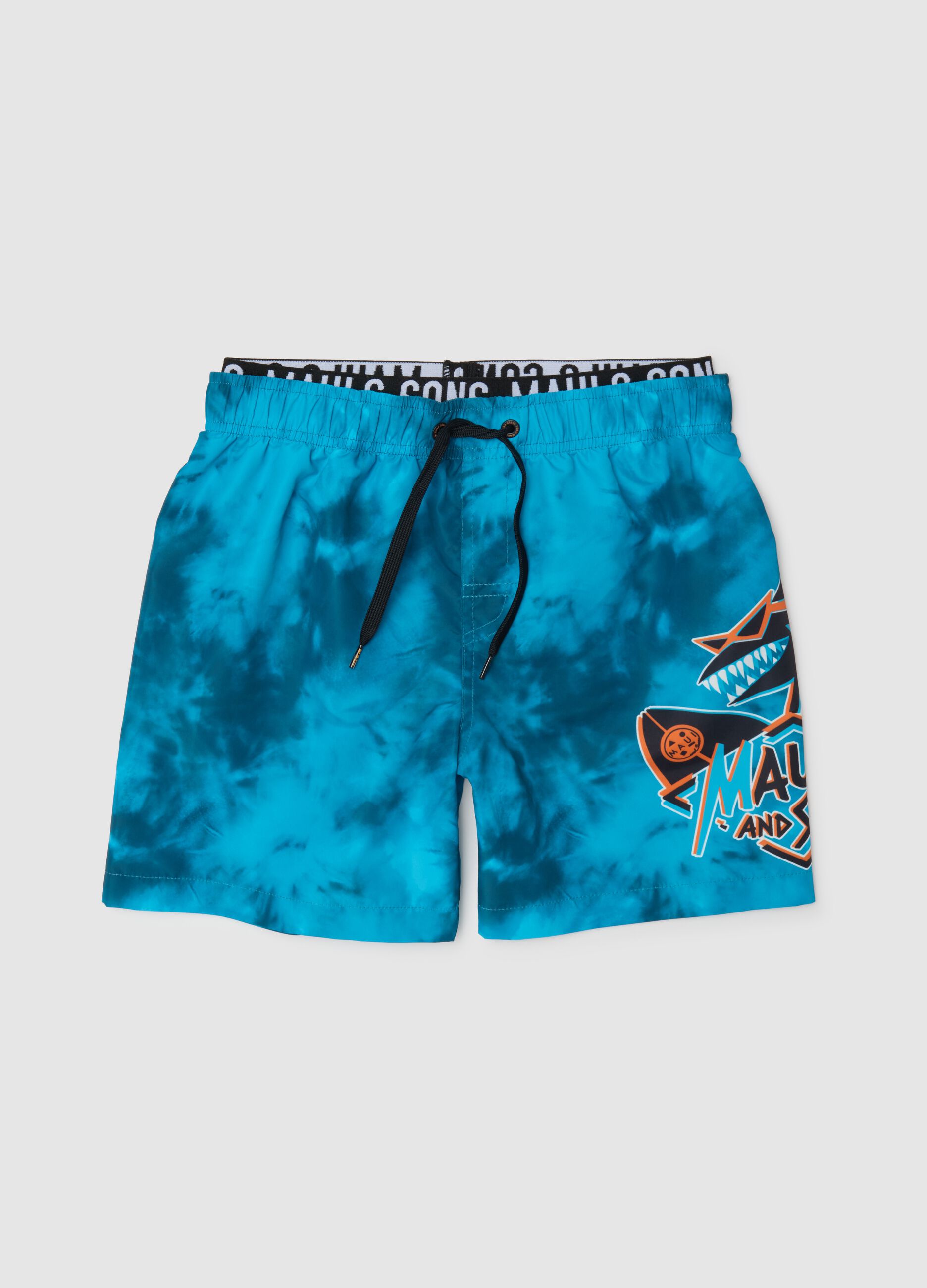 Costume da bagno da ragazzo in tessuto azzurro regular fit
