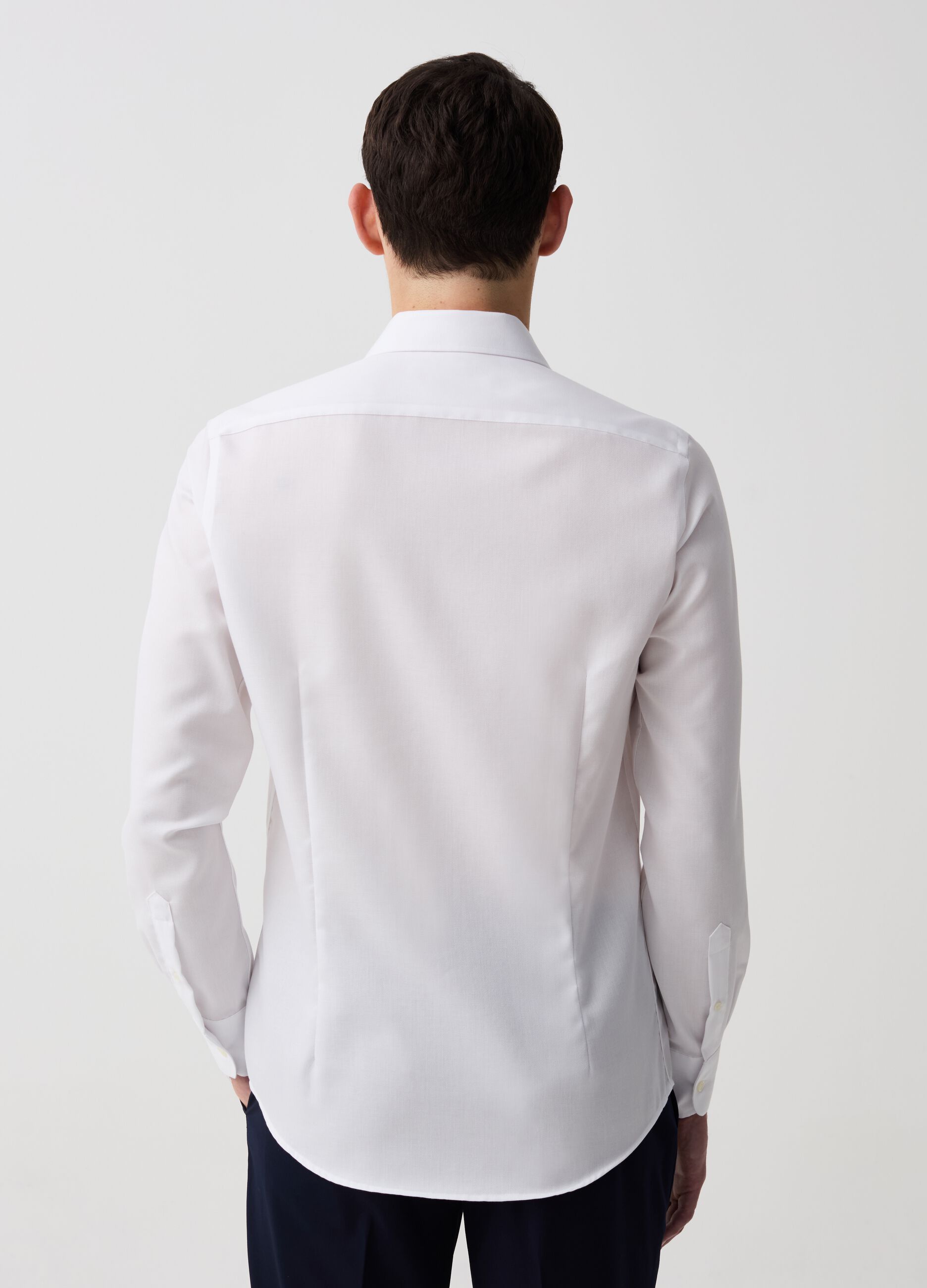 Camicia slim fit in cotone no stiro