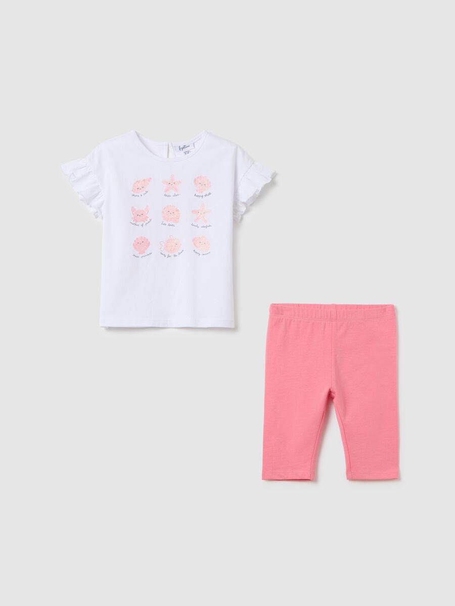Girls' Set in Pure White and Pink Cotton_0
