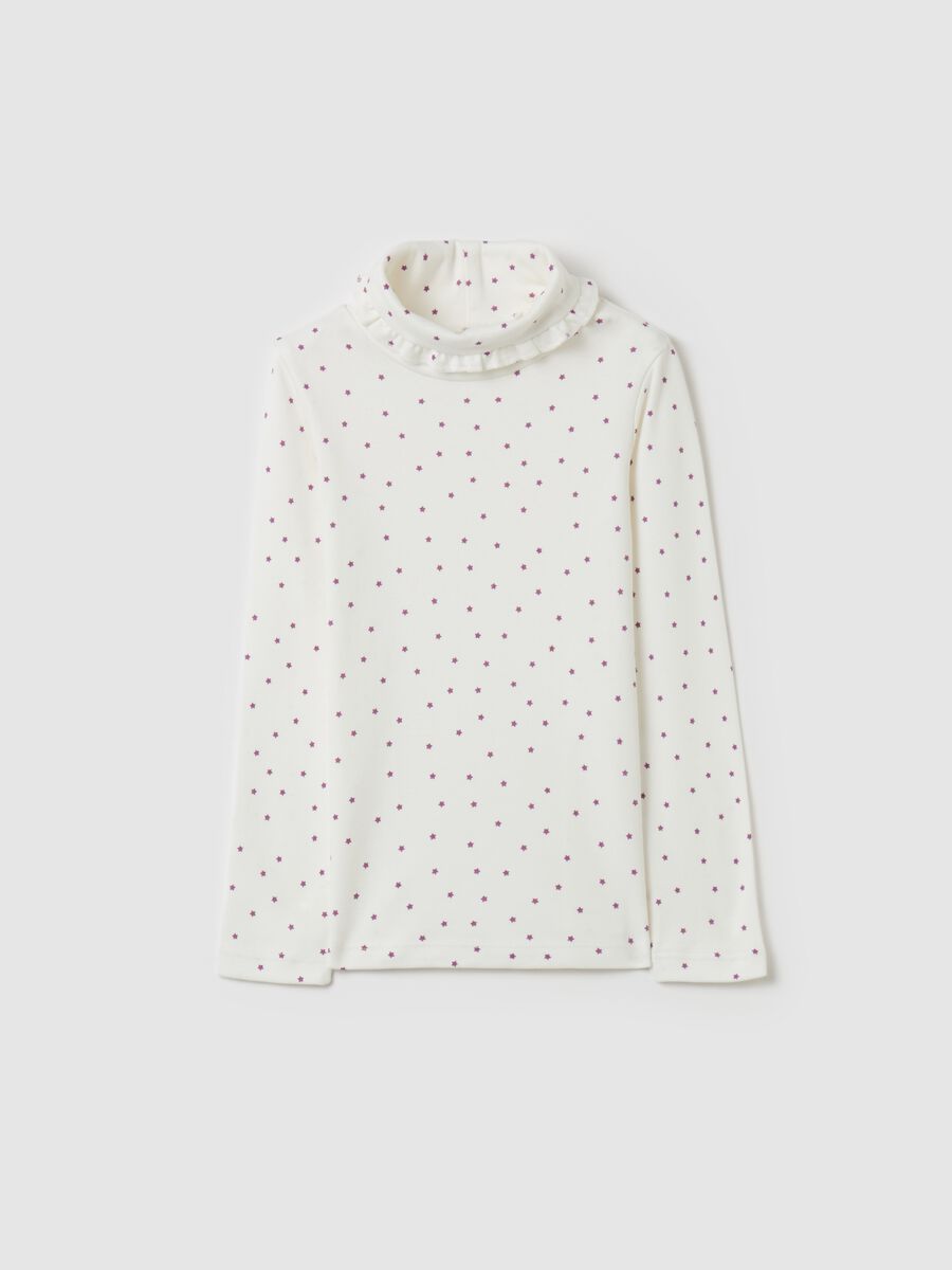 T-shirt a collo alto con stampa all-over_0