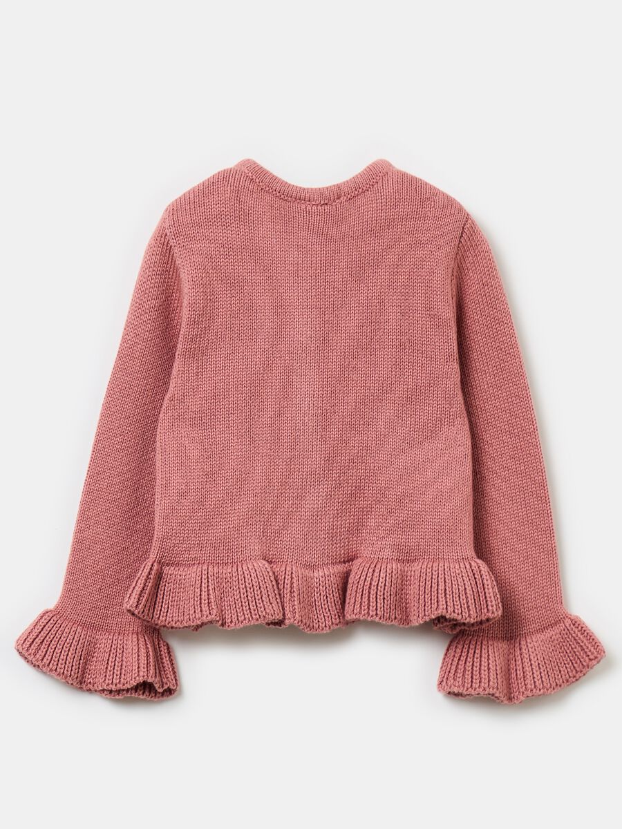 Knit cardigan with openwork design_1