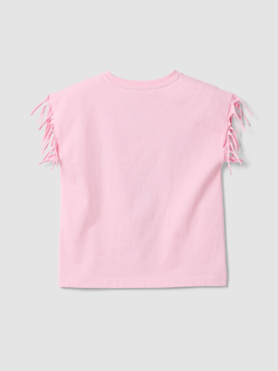 T-shirt rosa in puro cotone con frange sulle maniche e stampa Toy Story_2